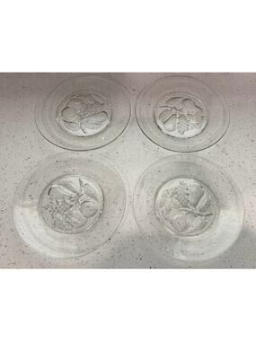 Set of 4 Vintage Imperial Glass Co 8" Intaglio Fruit Plates Embossed